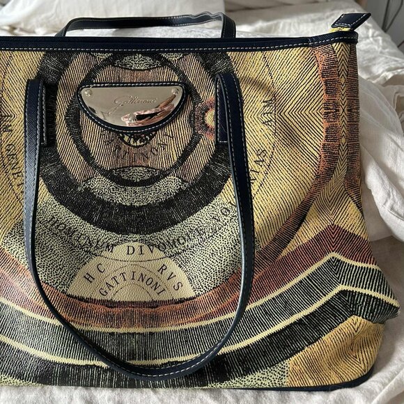 Gattinoni Navy Planetarium Faux-Leather Zip Top & Leopard Lining Purse – US OS - Picture 2 of 12